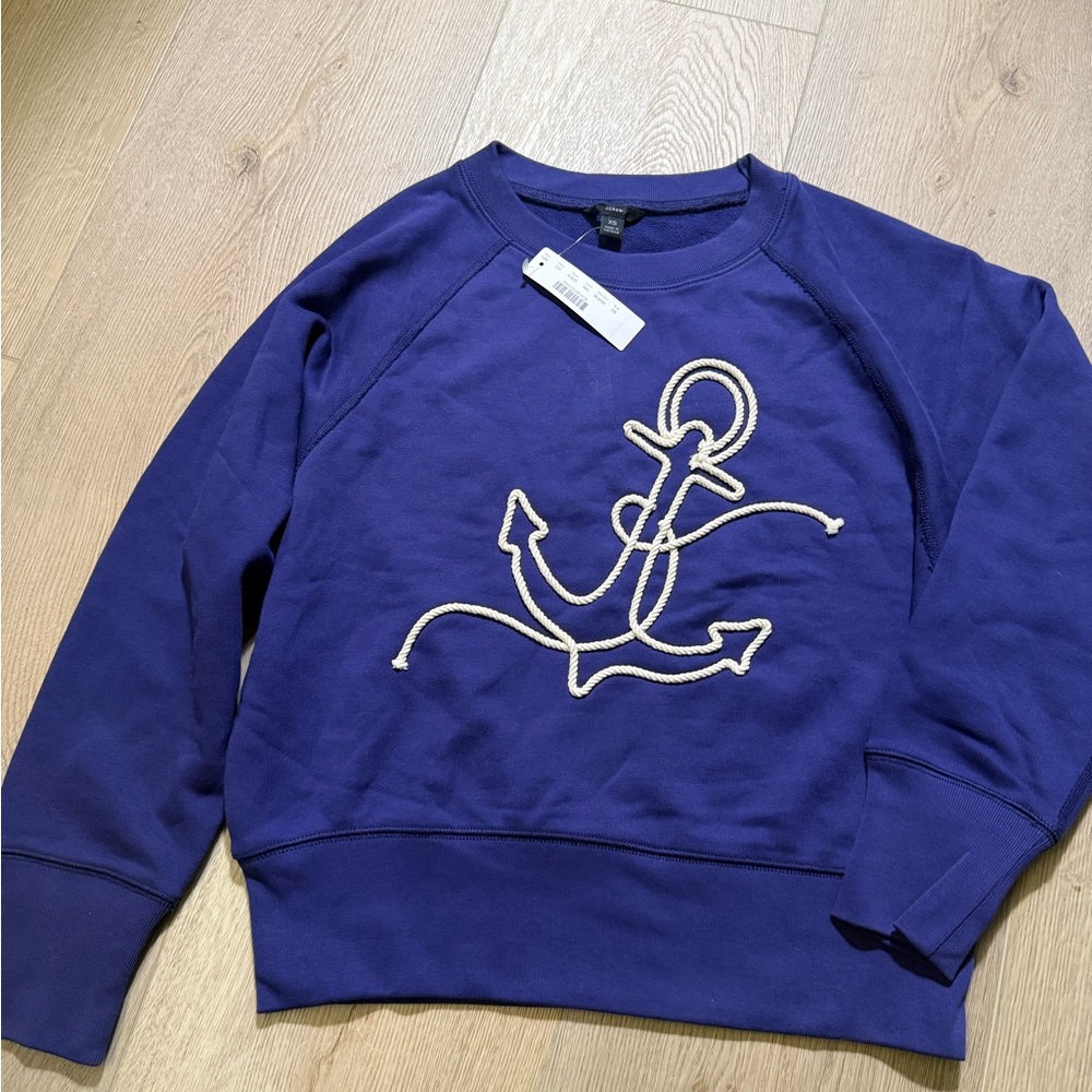 J. Crew Women’s Crewneck Sweater - Navy with Anchor Design New with tags